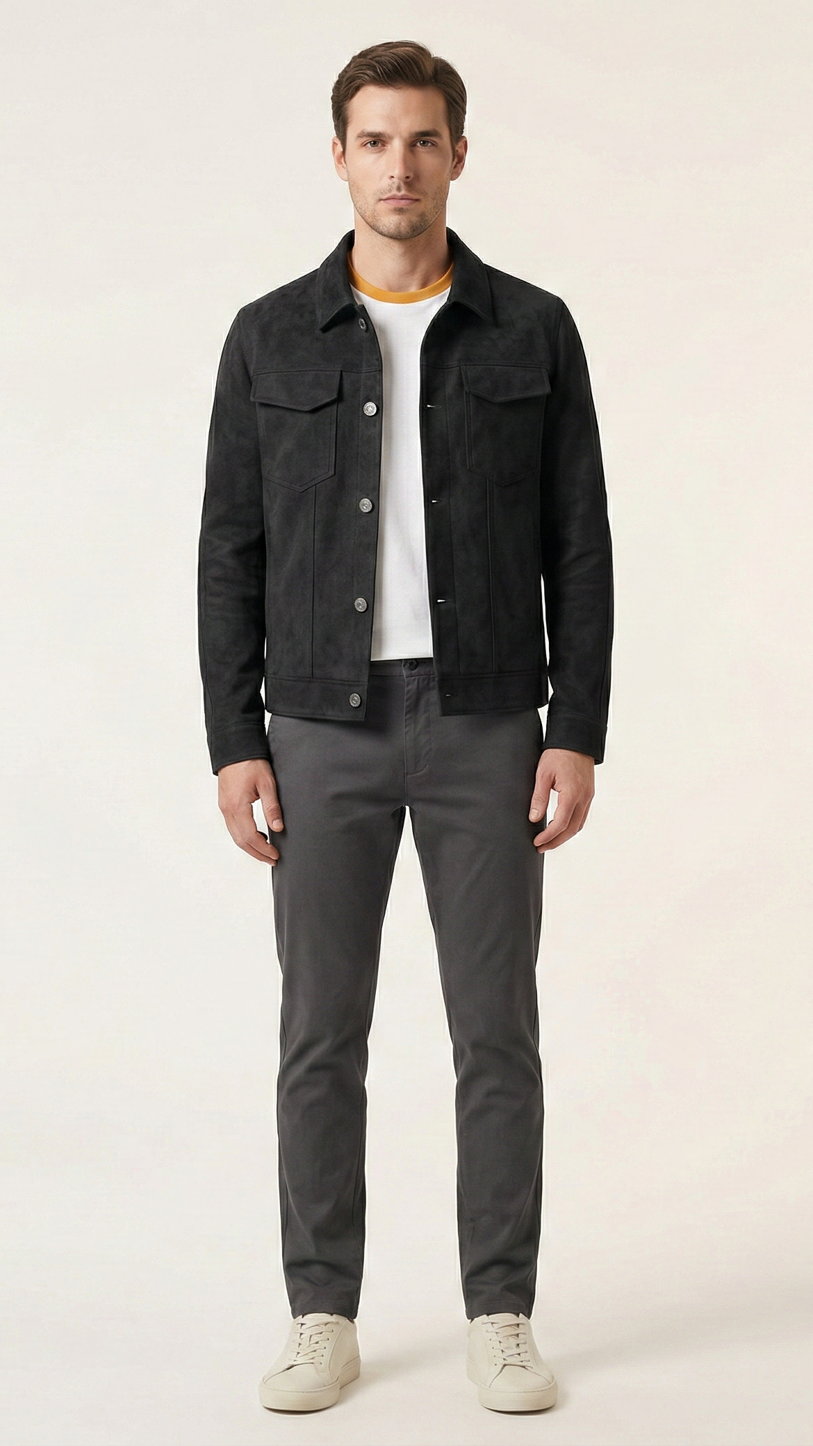 Veste homme boutonnée style suède