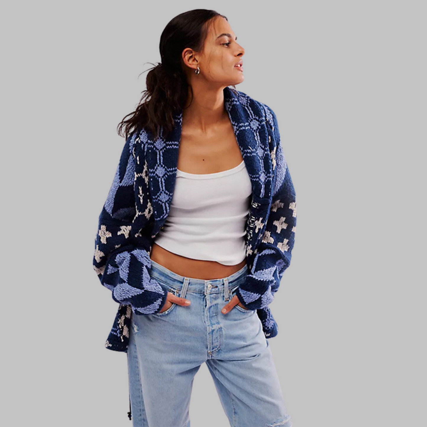 Cardigan boutonné oversize vintage femme