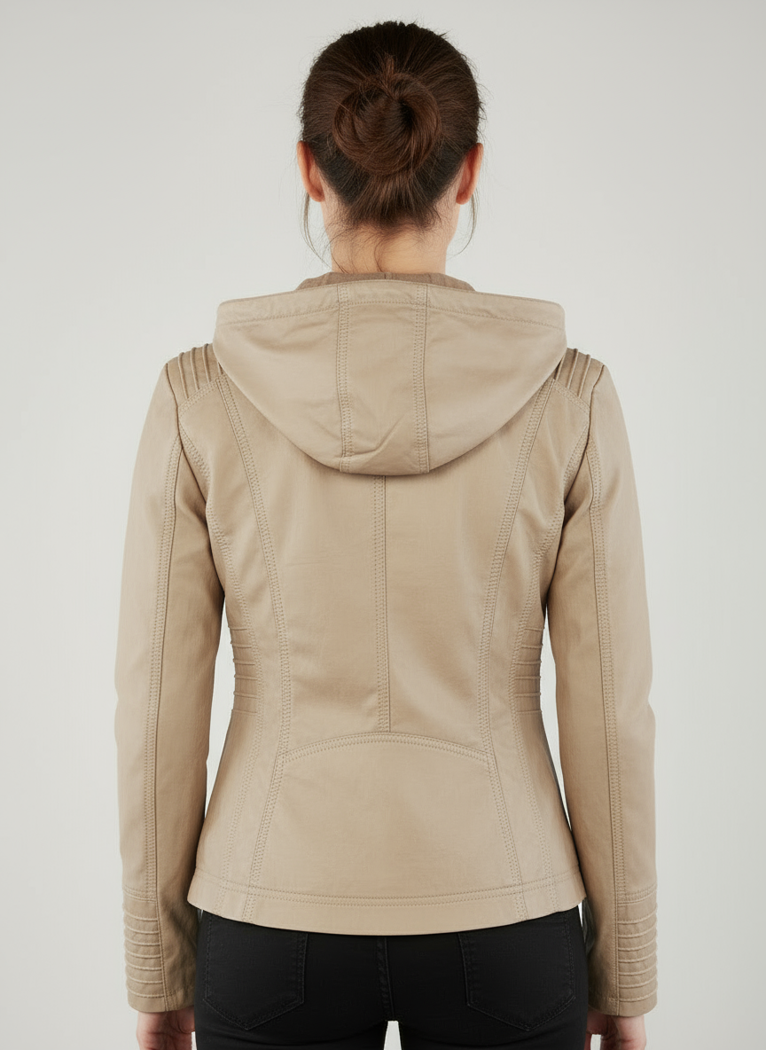 Dames bikerjas met capuchon | volledige rits