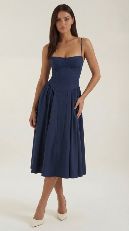 Robe midi corset femme imprimé fleuri