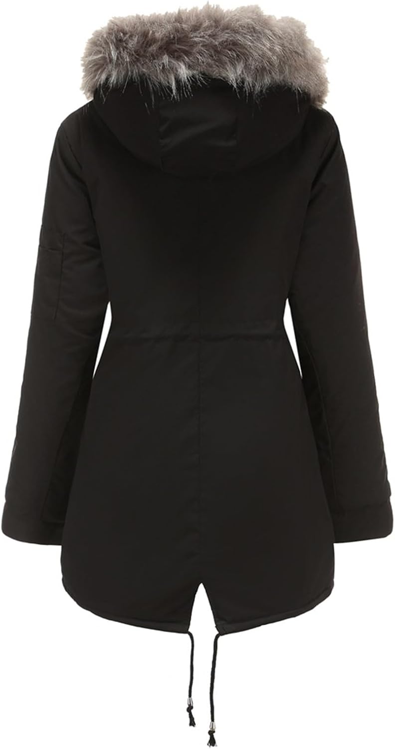 Dames faux fur winterjas met capuchon