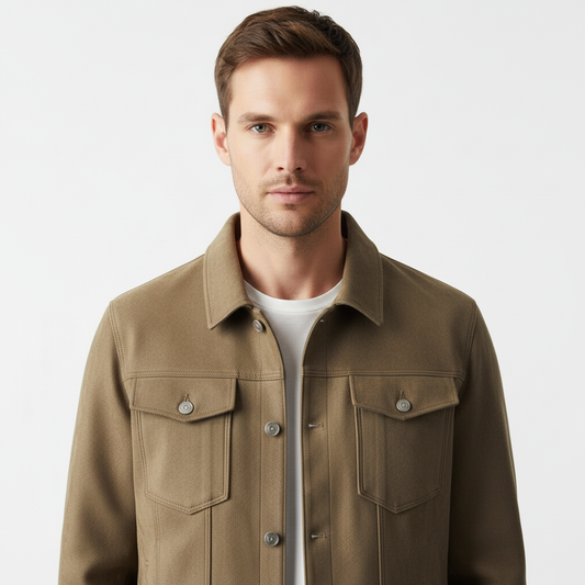 Heren suède jas | knoopsluiting voor