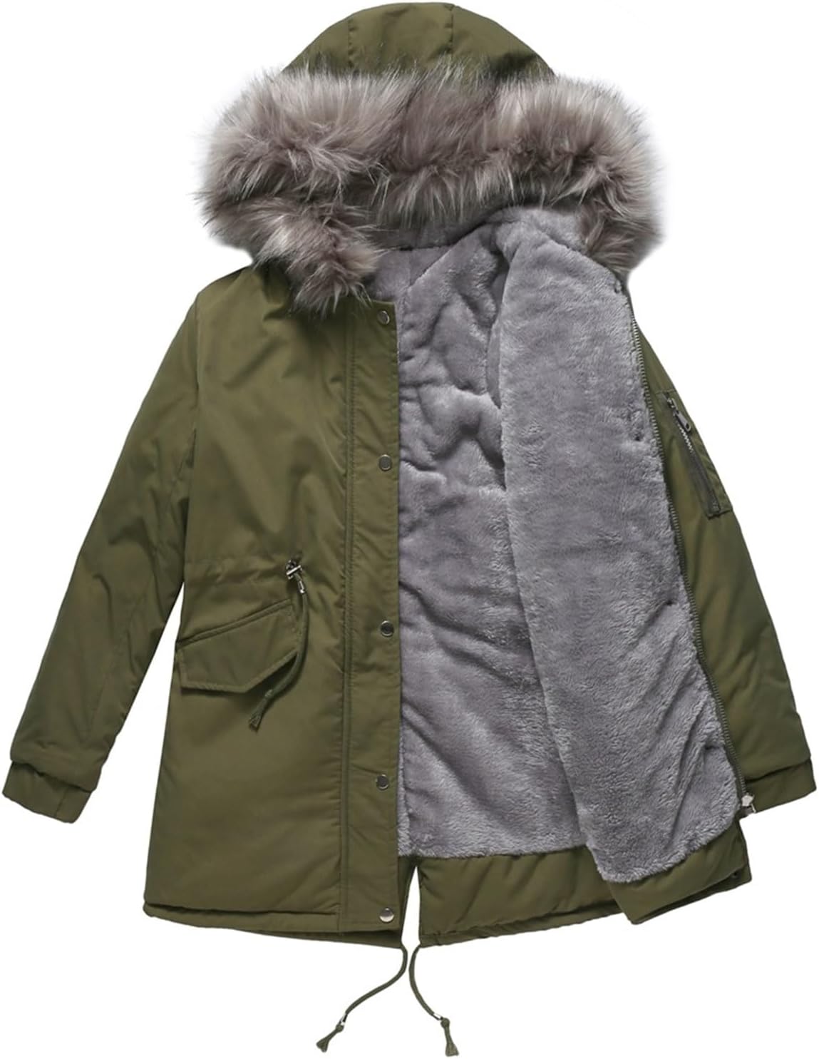 Dames faux fur winterjas met capuchon