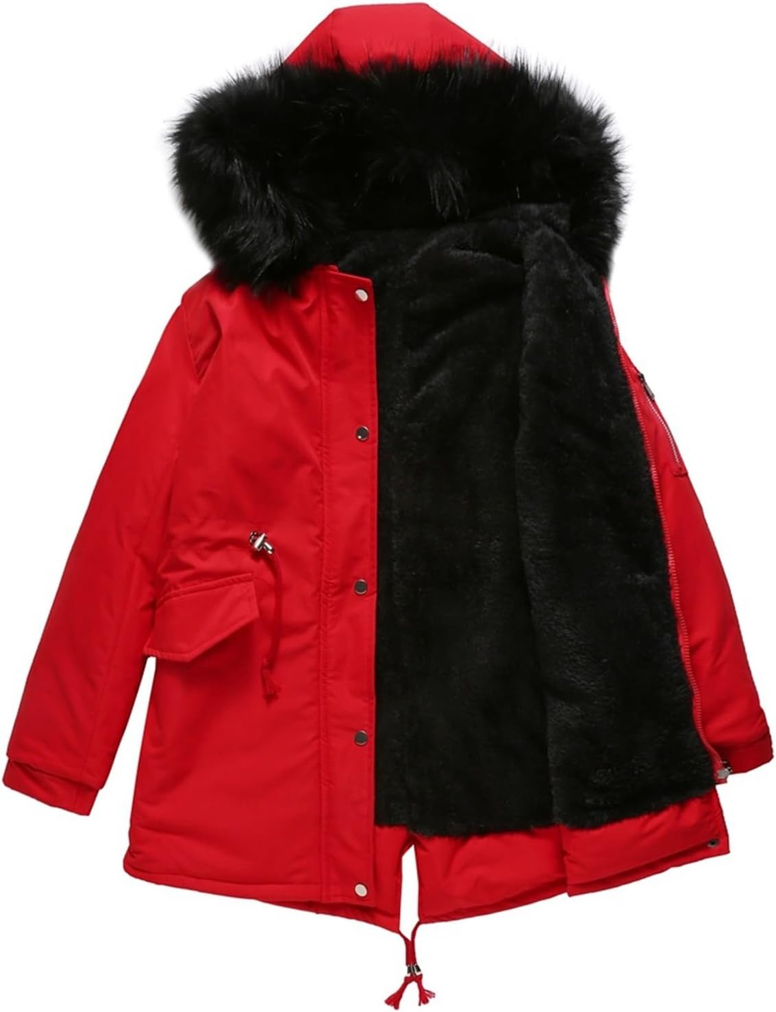 Dames faux fur winterjas met capuchon
