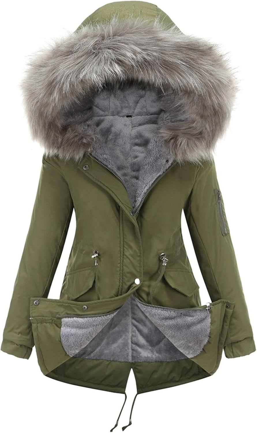 Dames faux fur winterjas met capuchon