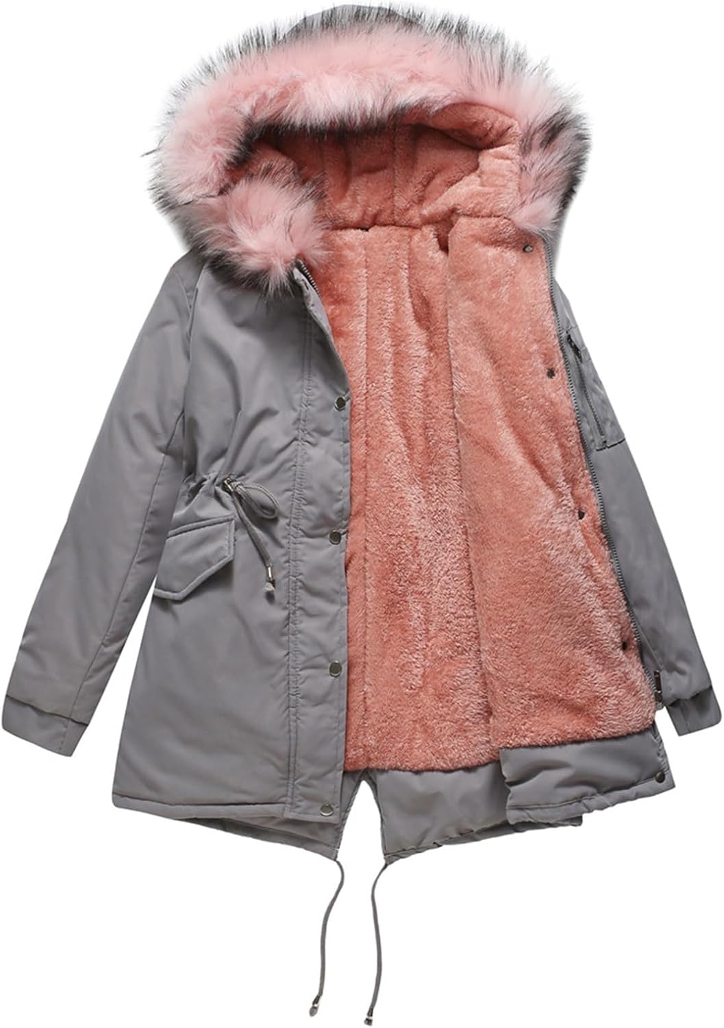 Dames faux fur winterjas met capuchon