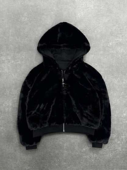 Sweat à capuche femme réversible léopard