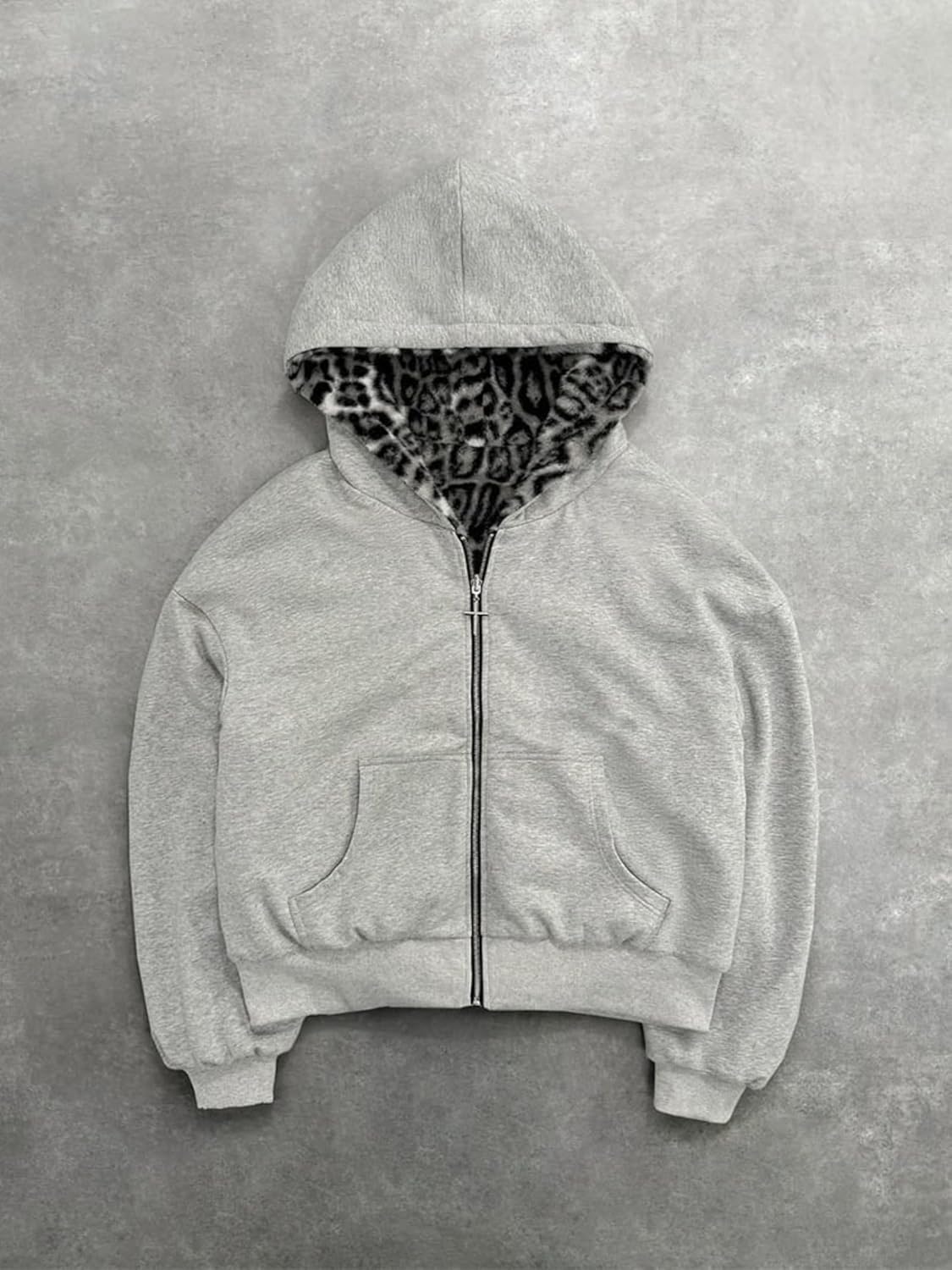 Dames omkeerbare hoodie met luipaardprint
