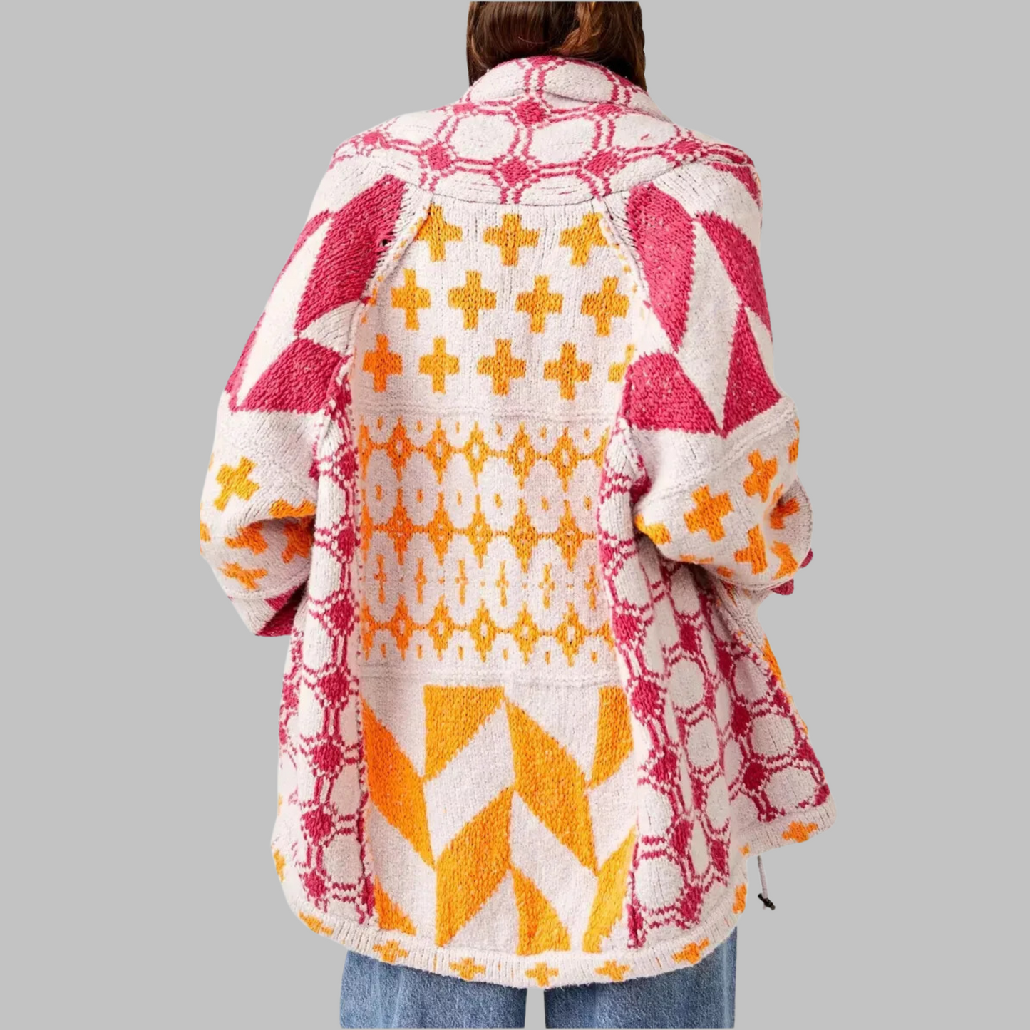 Cardigan boutonné oversize vintage femme