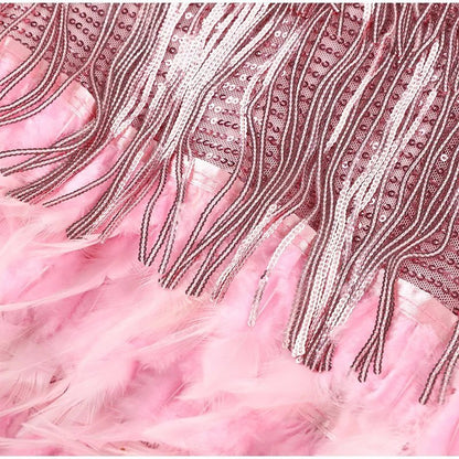 Robe mini plumes luxe femme