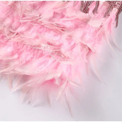 Robe mini plumes luxe femme