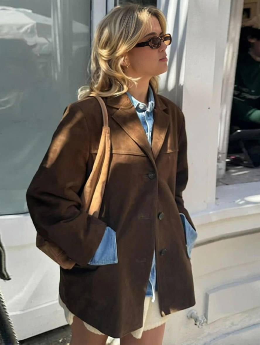 Dames suède blazer | oversized