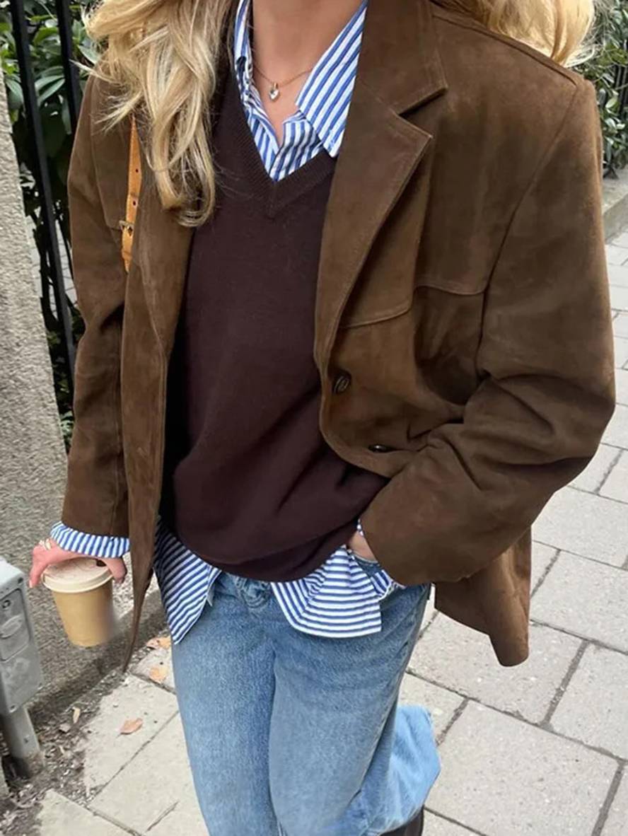 Dames suède blazer | oversized