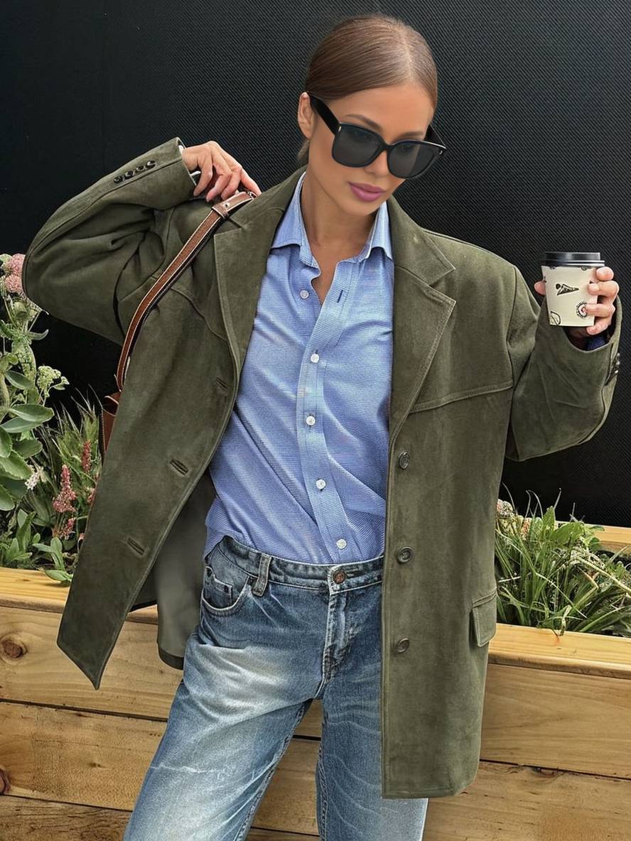 Dames suède blazer | oversized