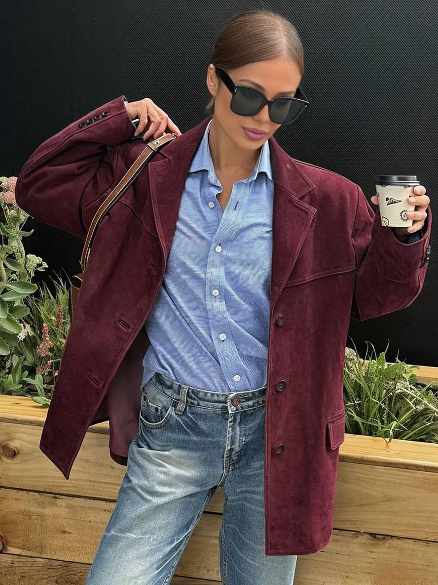 Dames suède blazer | oversized