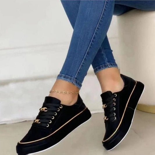 Chaussures Confort Femme à Lacets | Détails Dorés