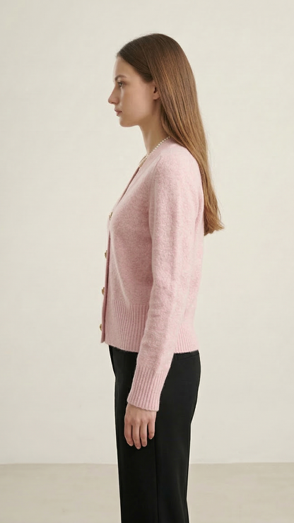 Cardigan femme col V boutonné