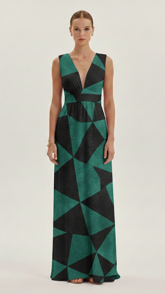 Robe maxi femme col V profond sans manches