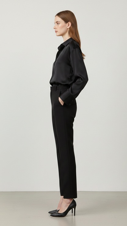 Chemise femme en soie manches longues