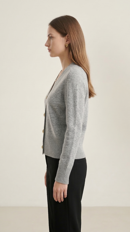 Cardigan femme col V boutonné
