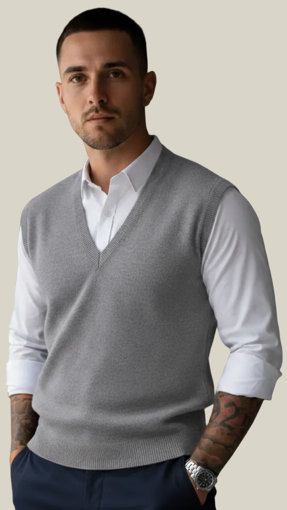 Pull sans manches homme col V