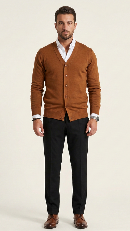 Gilet homme col V boutonné