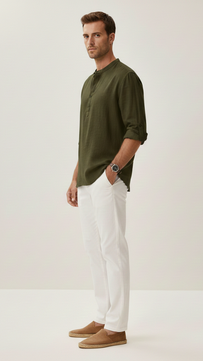 Chemise unisexe col classique manches longues