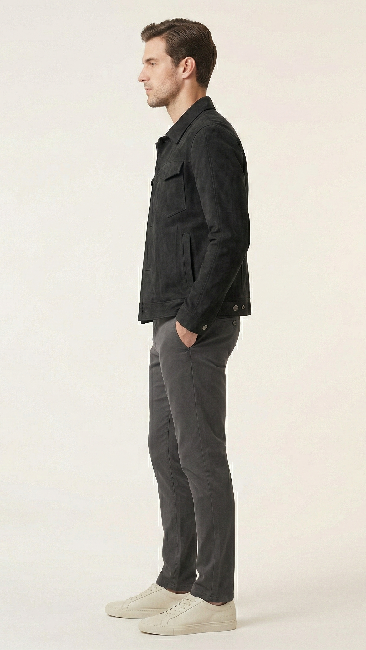 Veste homme boutonnée style suède