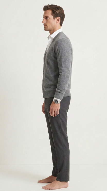 Gilet homme col V boutonné