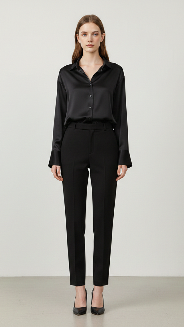 Chemise femme en soie manches longues