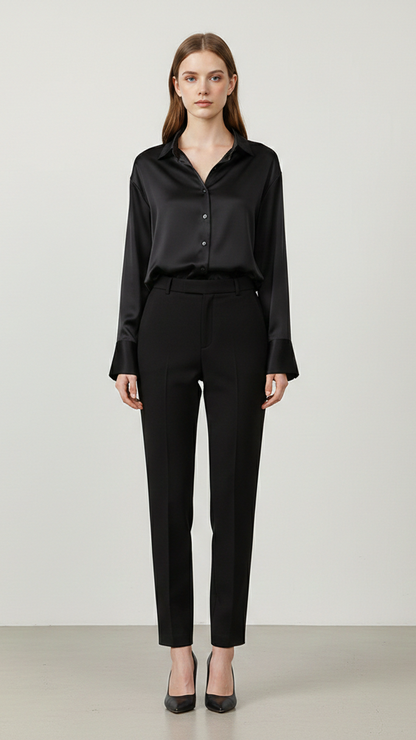 Chemise femme en soie manches longues