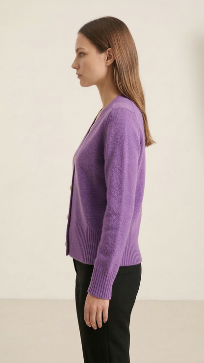Cardigan femme col V boutonné