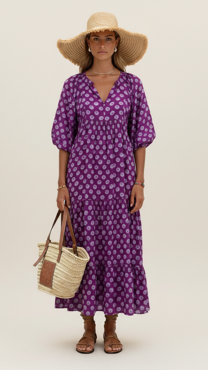 Robe Maxi Bohème Femme Col V