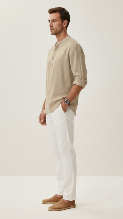Chemise unisexe col classique manches longues