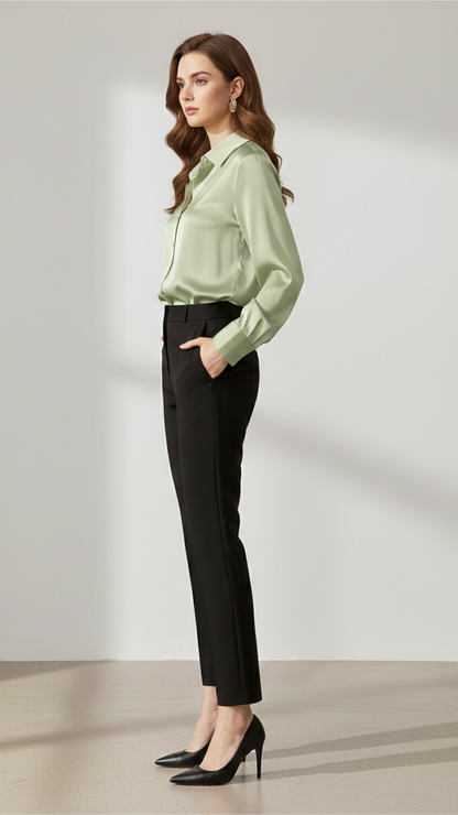 Chemise femme en soie manches longues