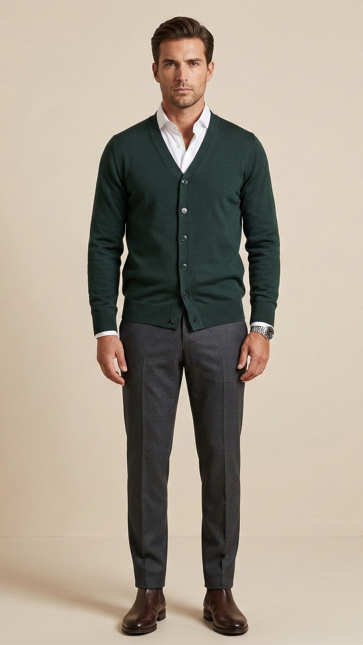 Gilet homme col V boutonné