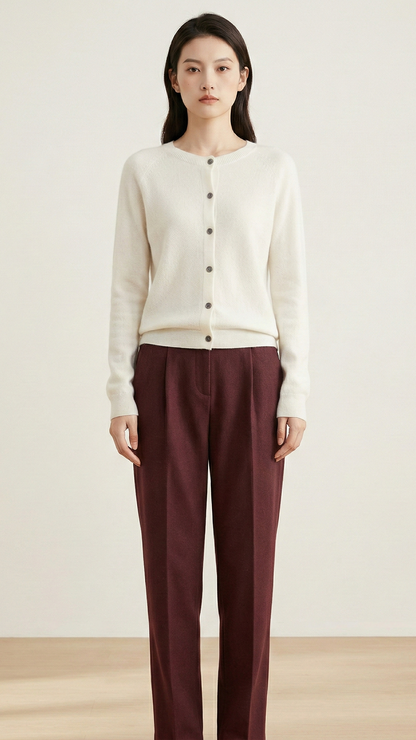 Cardigan maille femme col rond boutonné