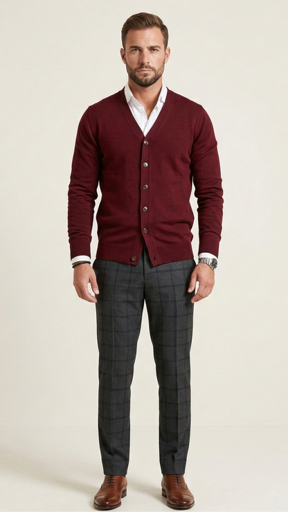 Gilet homme col V boutonné