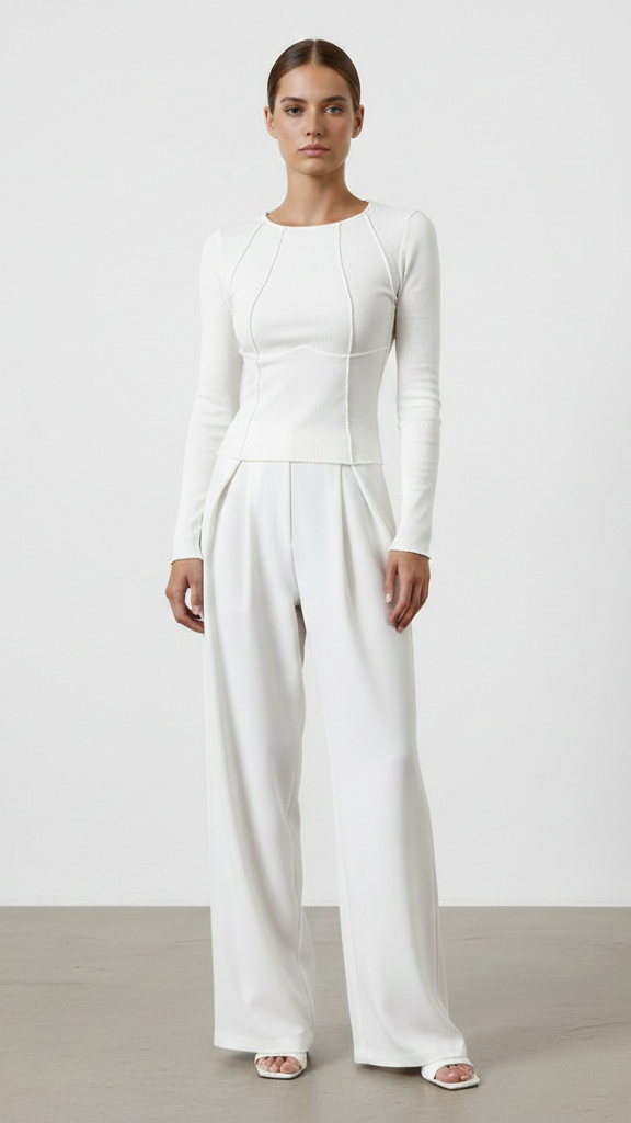 Haut moulant femme manches longues col rond