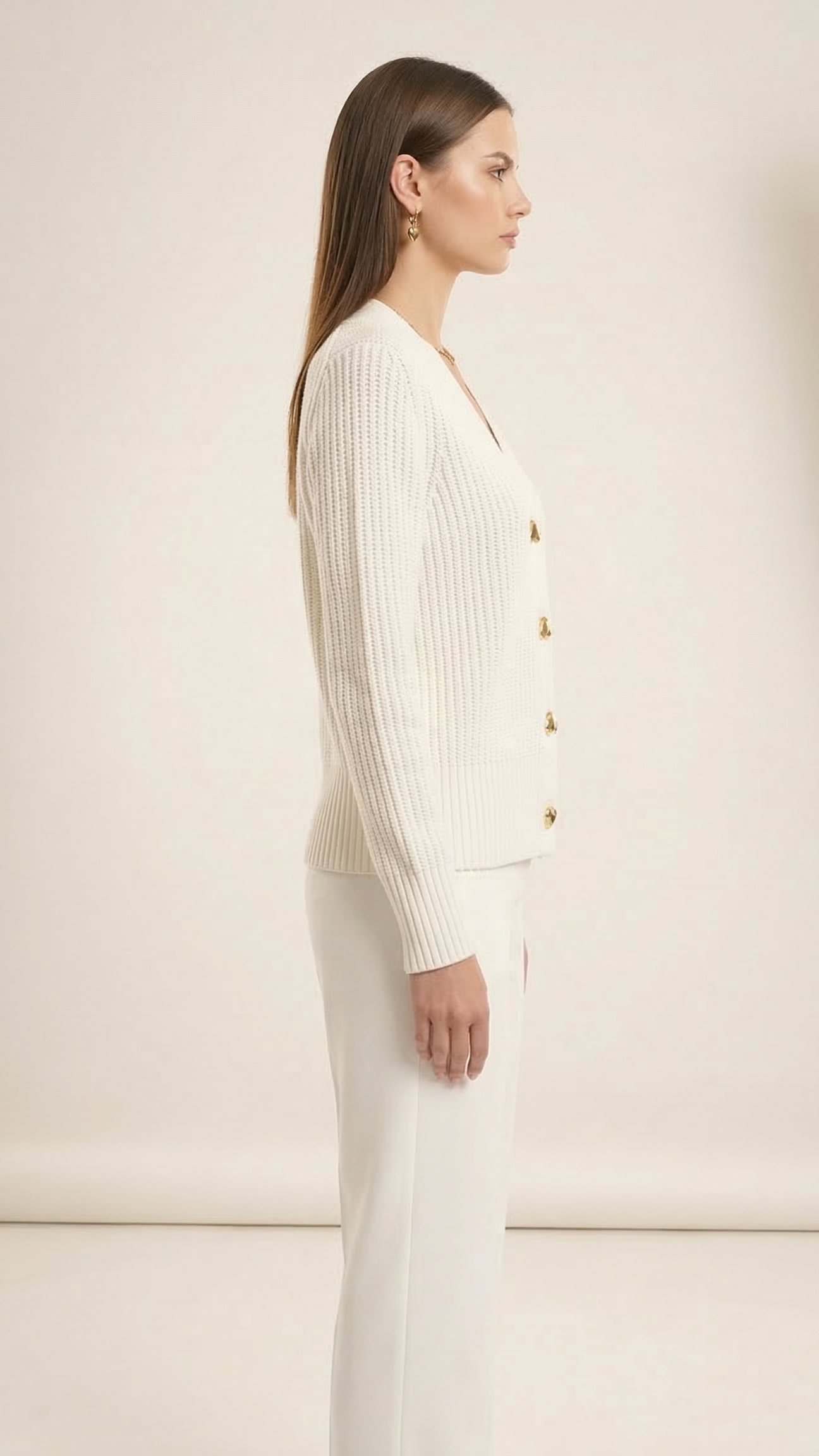 Cardigan femme col V boutonné