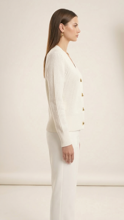Cardigan femme col V boutonné