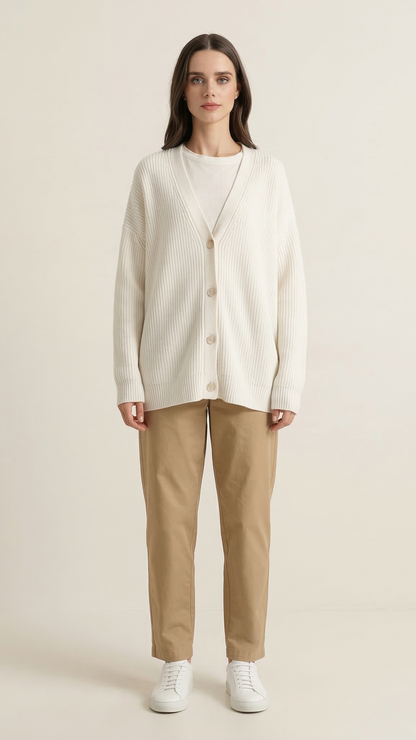 Cardigan maille femme boutonné col V