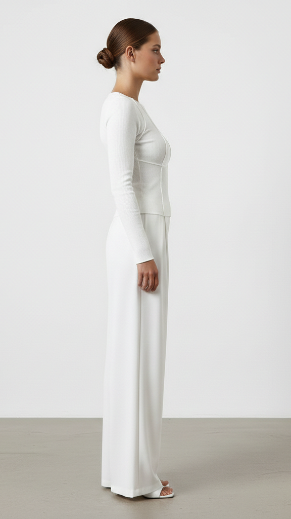 Haut moulant femme manches longues col rond