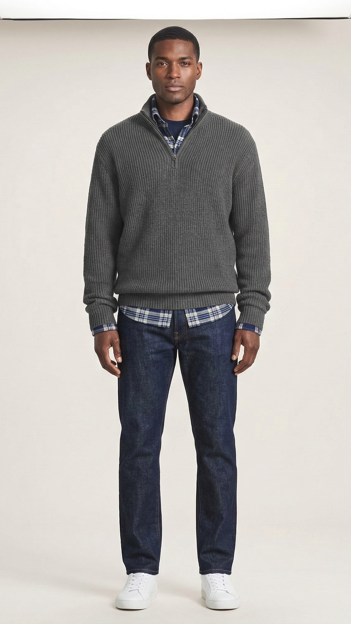 Pull homme col camionneur zippé