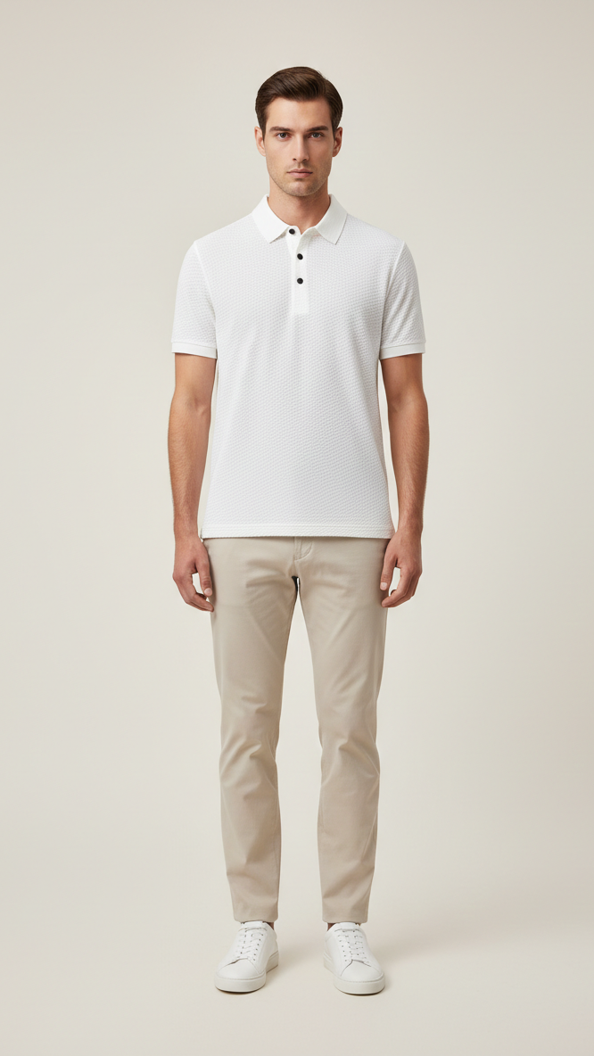 Polo Homme en Maille Ajourée