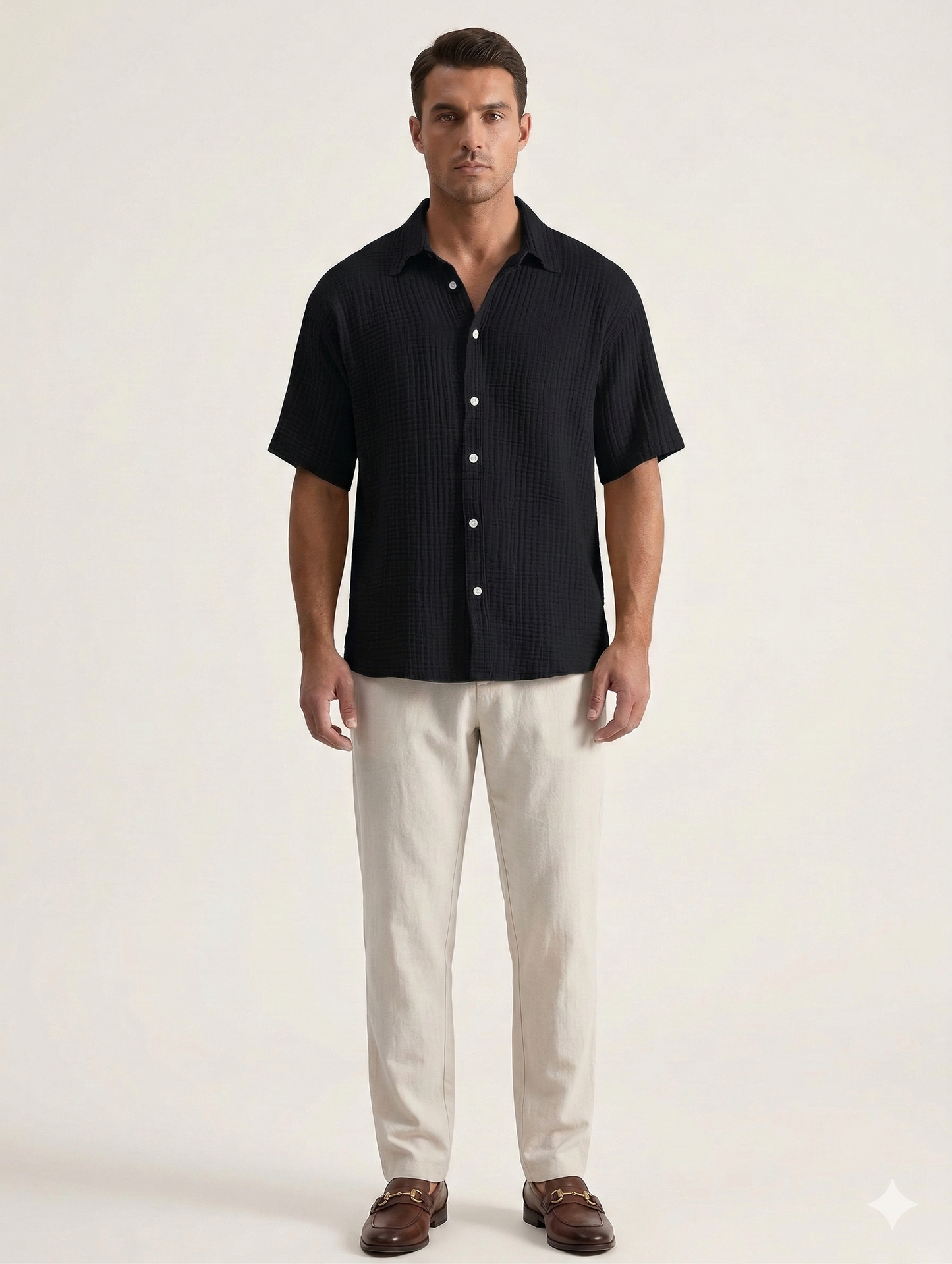 Chemise gaufrée homme manches courtes