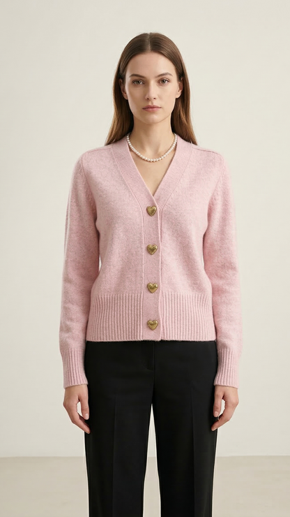 Cardigan femme col V boutonné