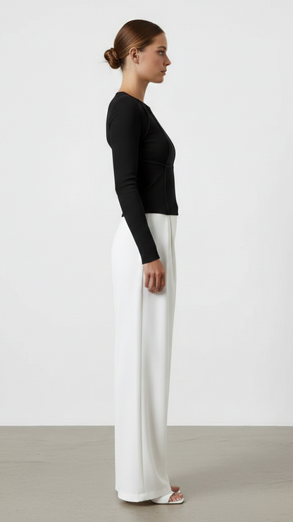 Haut moulant femme manches longues col rond