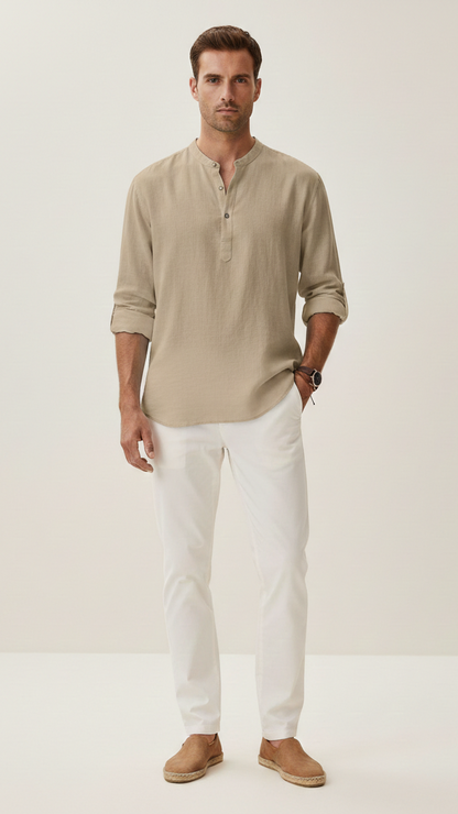 Chemise unisexe col classique manches longues