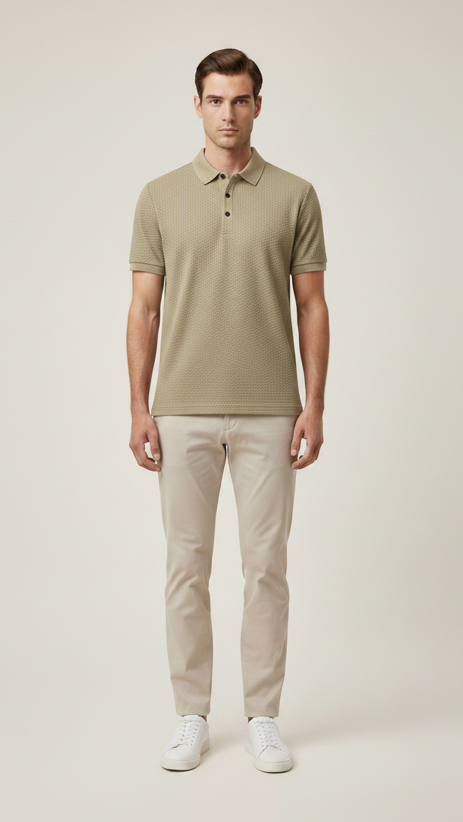 Polo Homme en Maille Ajourée